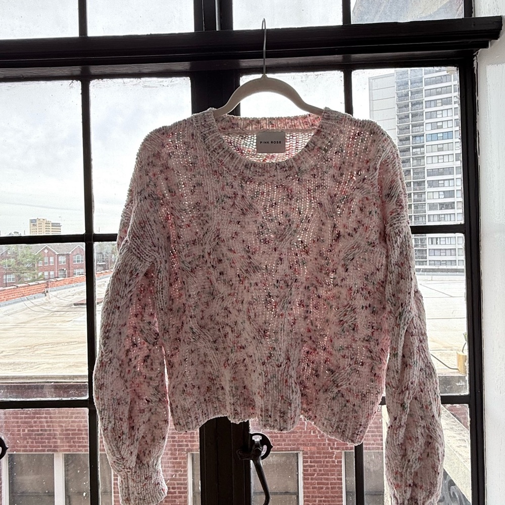 SOLD Pink Rose Speckled Pink Sweater